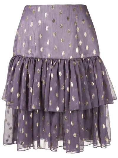 Shop Bambah Ruffle Polka Dot Mini Skirt In Purple