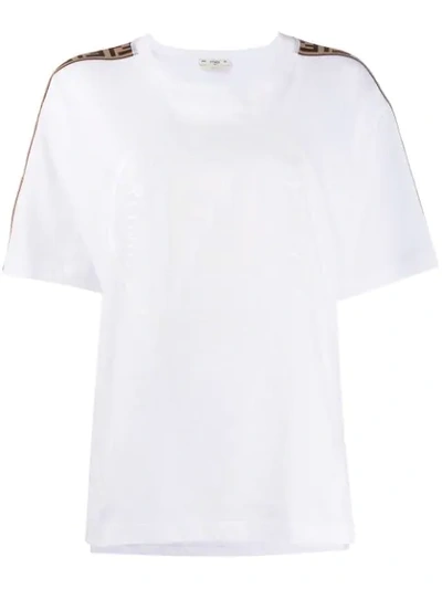 Shop Fendi Oversized Logo Tape T-shirt In White