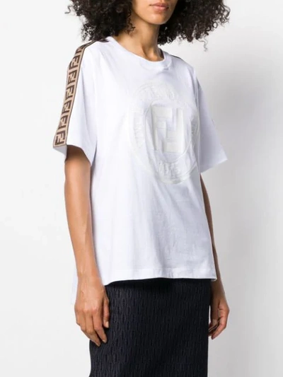 Shop Fendi Oversized Logo Tape T-shirt In White