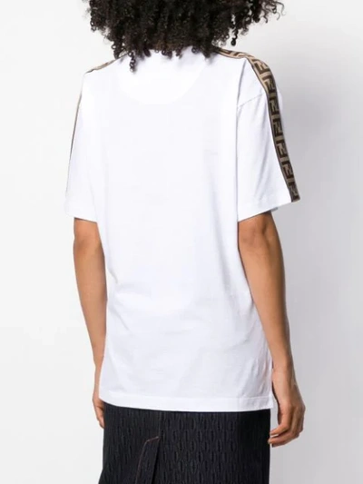 Shop Fendi Oversized Logo Tape T-shirt In White