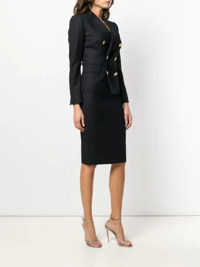 Shop Dsquared2 Double-breasted Skirt Suit In Blue