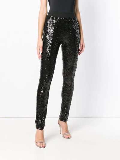 Shop Amen Sequinned Skinny Trousers In Black