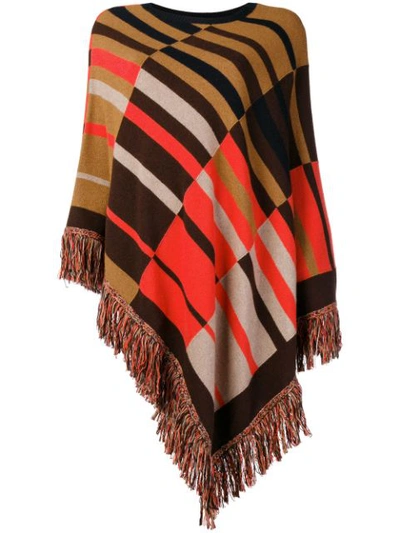 Shop Etro Patterned Knitted Poncho - Brown