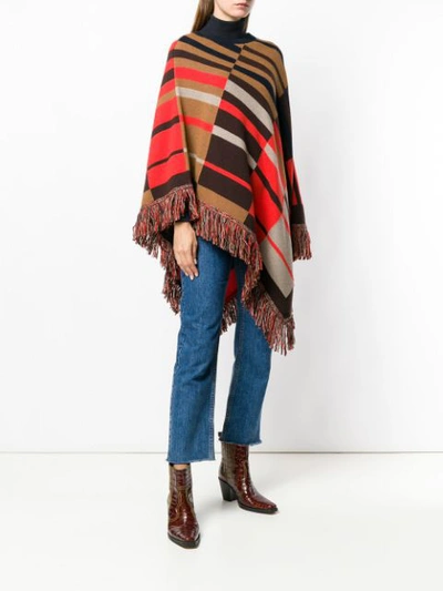 Shop Etro Patterned Knitted Poncho - Brown