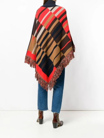 Shop Etro Patterned Knitted Poncho - Brown
