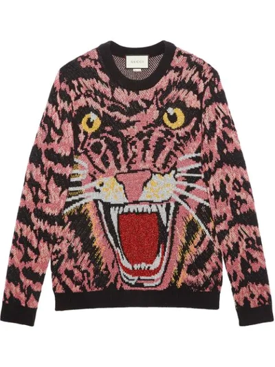 Shop Gucci Wool Tiger Sweater - Black