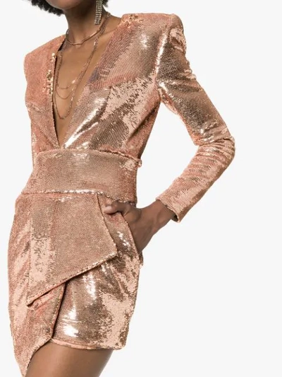 Shop Alexandre Vauthier Sequin Asymmetric Mini-dress In Pink