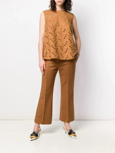 Shop Rochas Embroidered Blouse In Brown