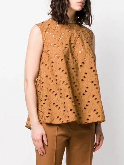 Shop Rochas Embroidered Blouse In Brown