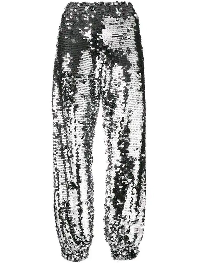 Shop Msgm Sequin Track Pants In Metallic