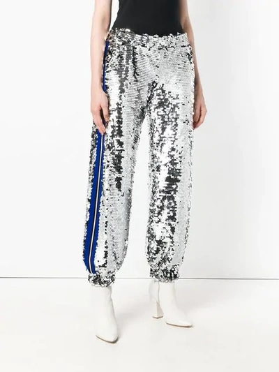 Shop Msgm Sequin Track Pants In Metallic