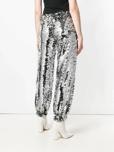 Shop Msgm Sequin Track Pants In Metallic