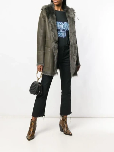 Shop Belstaff Fur Lined Belted Coat In Green