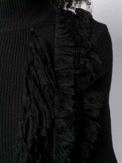 Shop David Koma Distressed Long-sleeve Dress In Black