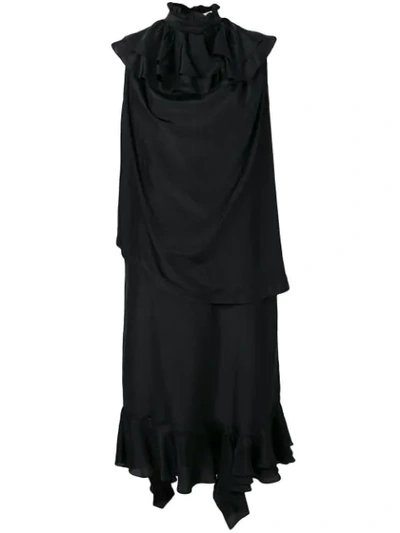 Shop Jw Anderson Ruffle Detail Mid Dress In Black