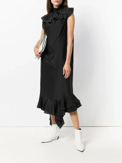 Shop Jw Anderson Ruffle Detail Mid Dress In Black