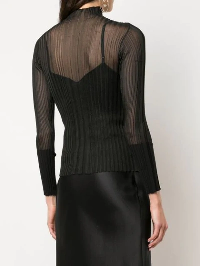 Shop Dion Lee Ribbed Mesh Polo Top In Black