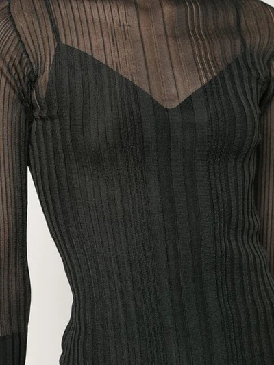 Shop Dion Lee Ribbed Mesh Polo Top In Black