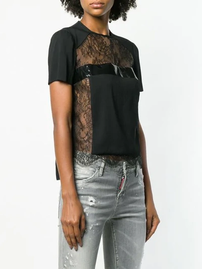 Shop Dsquared2 Lace Panel Tee In Black