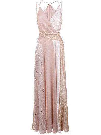 Shop Talbot Runhof Lamé Panelled Long Dress In Pink