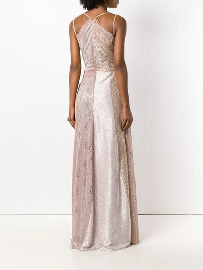 Shop Talbot Runhof Lamé Panelled Long Dress In Pink