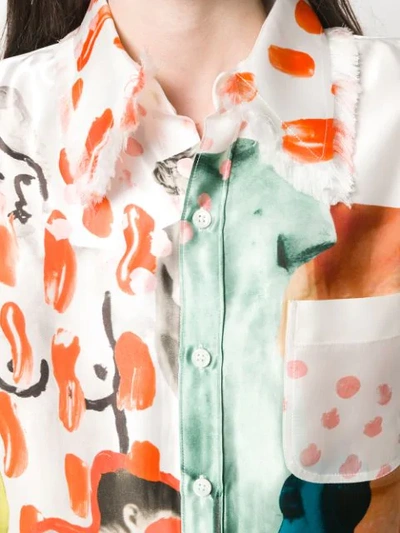 Shop Marni Abstract-print Satin Shirt In Neutrals