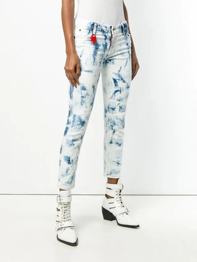 Shop Dsquared2 Runaway Cropped Jeans In Blue