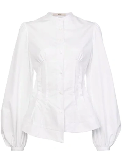 Shop Aganovich Balloon Sleeves Shirt In White