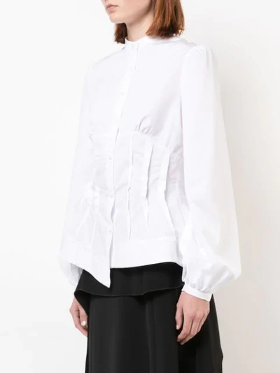 Shop Aganovich Balloon Sleeves Shirt In White