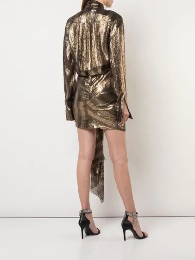 Shop Oscar De La Renta Knot Detail Shirt Dress In Gold