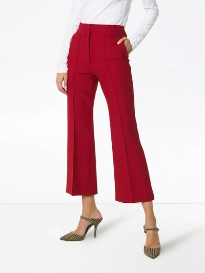 Shop Joseph Ridge Seam Wool-cotton Blend Trousers In Red