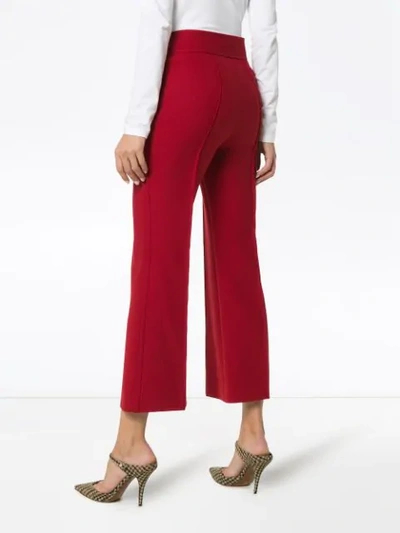 Shop Joseph Ridge Seam Wool-cotton Blend Trousers In Red