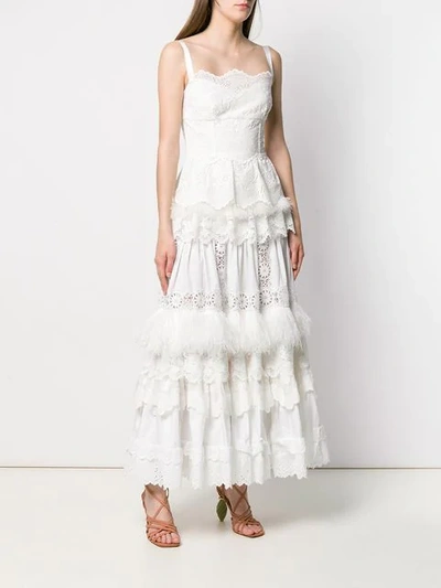 Shop Dolce & Gabbana Textured Frill Dress In White