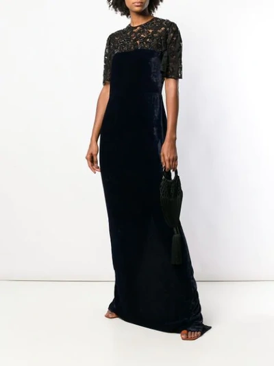 Shop Stella Mccartney Lace Top Gown In Blue