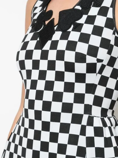 Shop Boutique Moschino Checkboard Shift Dress In White