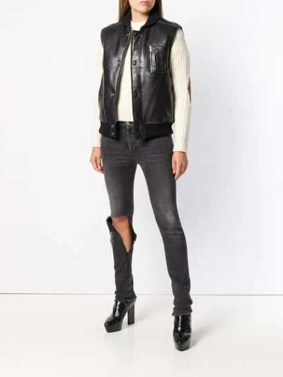 Shop Saint Laurent Biker Gilet In Black