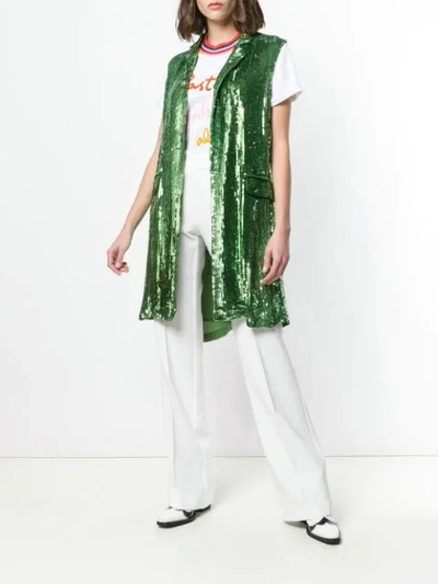 Shop P.a.r.o.s.h Sequin Waistcoat In Green