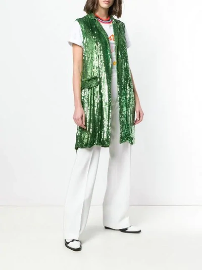 Shop P.a.r.o.s.h Sequin Waistcoat In Green