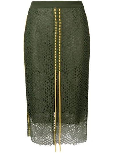 Shop Pinko High-waist Mesh Skirt - Green