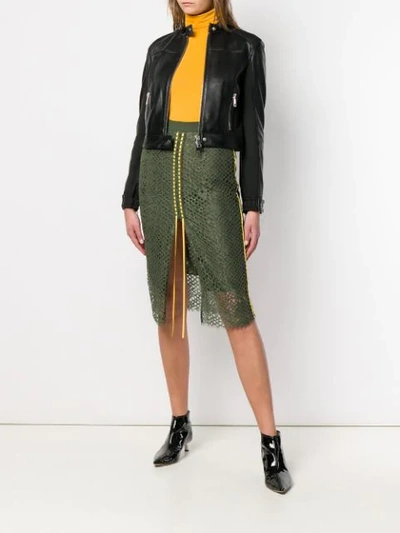 Shop Pinko High-waist Mesh Skirt - Green
