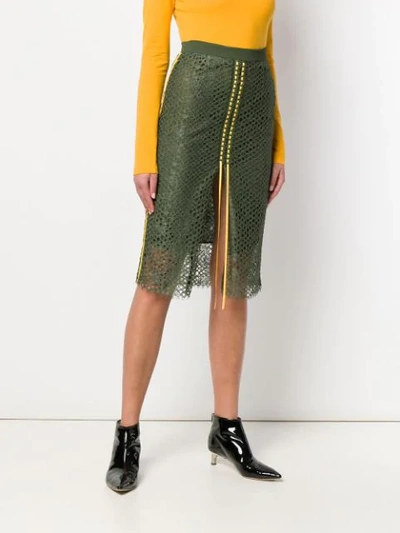 Shop Pinko High-waist Mesh Skirt - Green