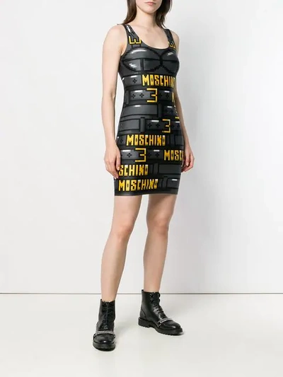 Shop Moschino Pixel-print Tube Dress In Black