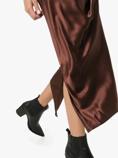 Shop Joseph Clea Slip Midi Dress In 0878 Brown