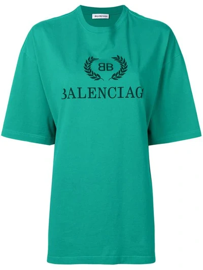 Shop Balenciaga Bb Printed T-shirt In Green