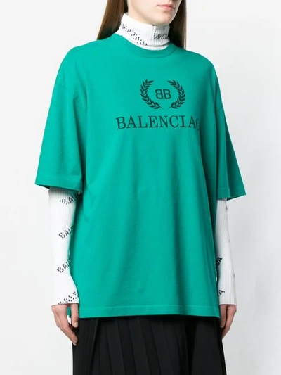 Shop Balenciaga Bb Printed T-shirt In Green
