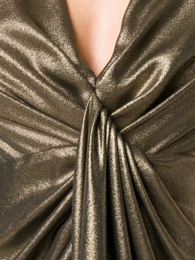 Shop Saint Laurent Draped V-neck Dress In Metallic