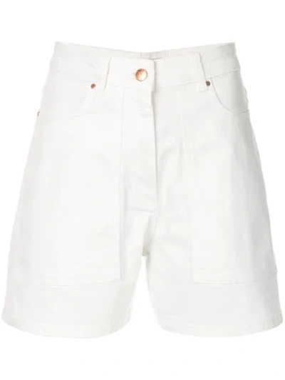 Shop Aalto Hoch Sitzende Jeans-shorts - Weiss In White