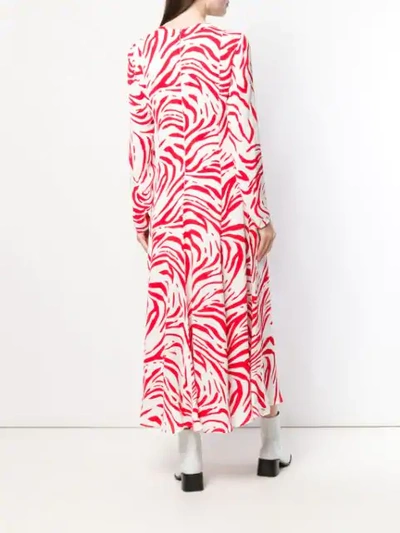 Shop Msgm Zebra Print Long Dress In White