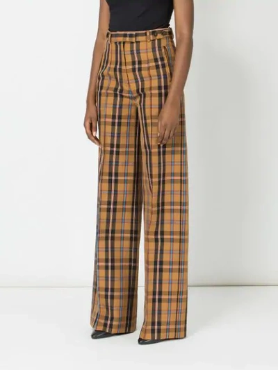 Shop Rokh Checked Palazzo Trousers - Brown