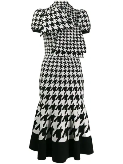 Shop Alexander Mcqueen Houndstooth Jacquard Midi Knit Dress - Black